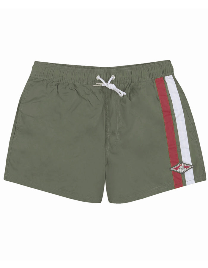 BEAR SURFBOARDS BOARDSHORTS MALIBU VOLLEY STRIPES DEEP LICHEN