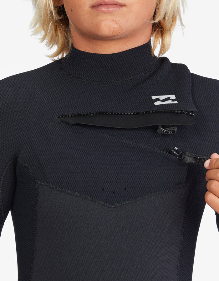BILLABONG REVOLUTION 4/3 MM CHEST ZIP BOYS 8-14 BLACK