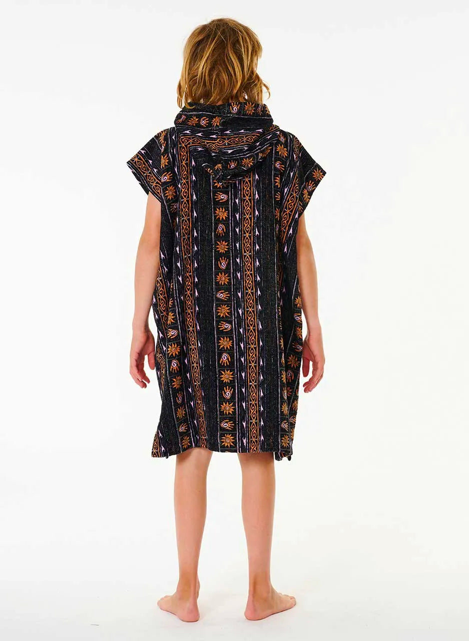 RIP CURL MIXED HOODED PONCHO BOY BLACK PURPLE