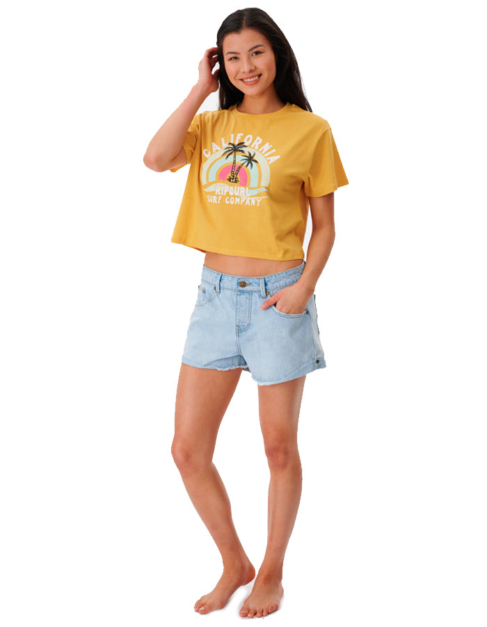 RIP CURL SUNNY PARADISE SHORT SLEEVE CROP TEE
