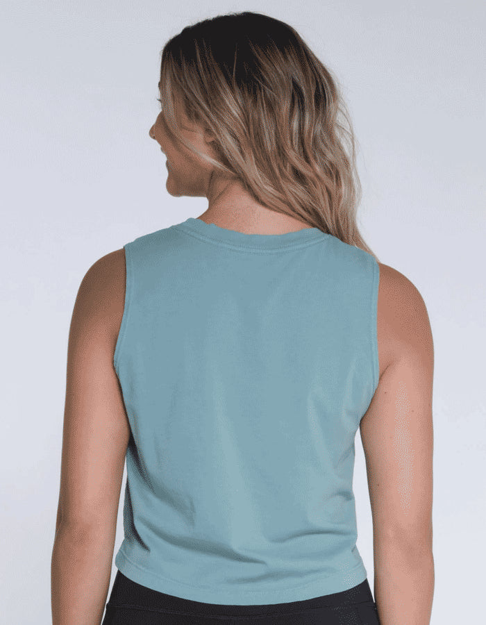 SALTY CREW SHOREBREAK CROPPED MUSCLE TANK DUSTY TURQUOISE