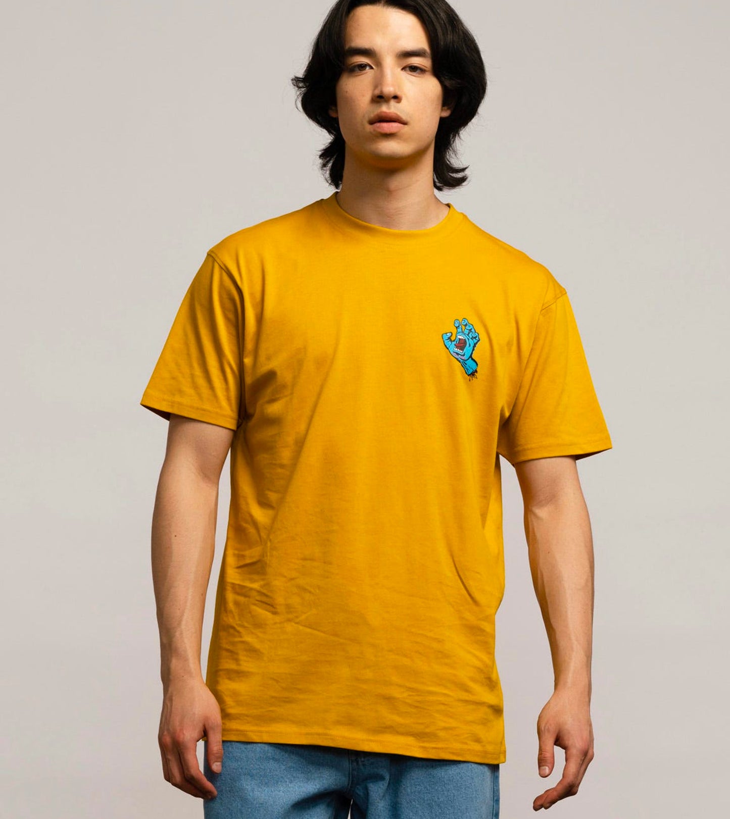 SANTA CRUZ NATAS SCREAMING HAND CHEST T-SHIRT GOLD
