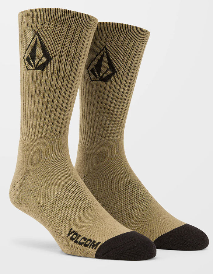 VOLCOM FULL STONE SOCKS WHITE 3 PACK AGAVE