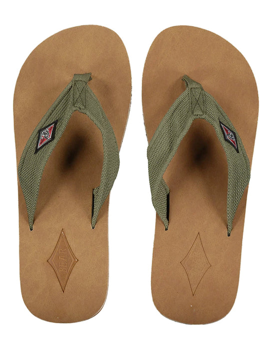  BEAR SURFBOARDS CORKMAN CNVS GREEN FLIP FLOPS