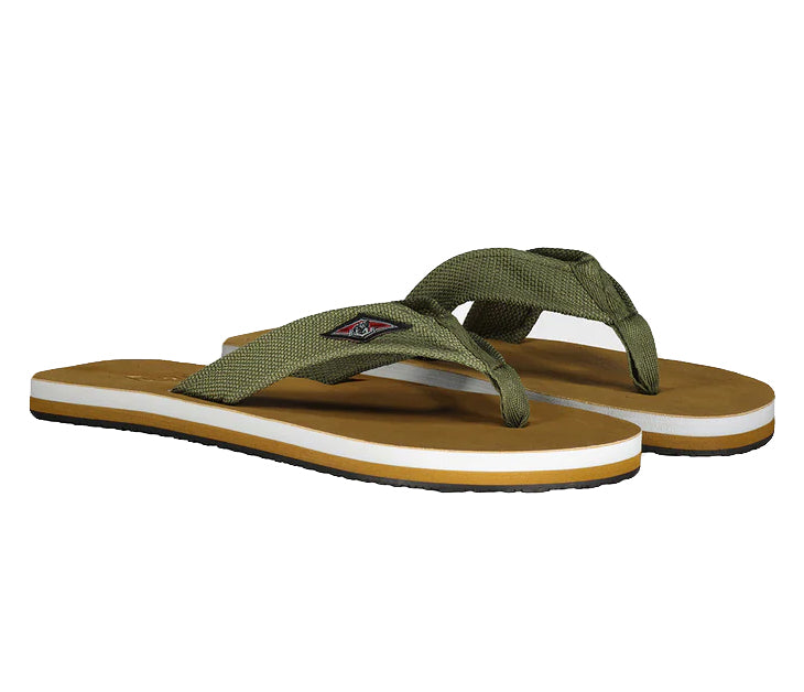  BEAR SURFBOARDS CORKMAN CNVS GREEN FLIP FLOPS