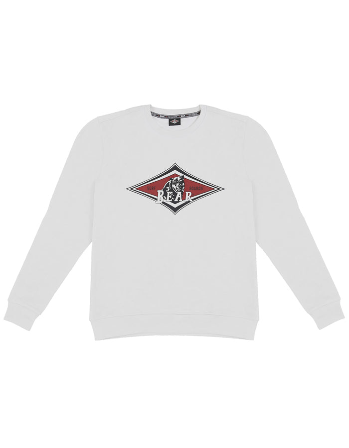  BEAR SURFBOARDS FLEECE CREWNECK BIG LOGO OPTICAL WHITE