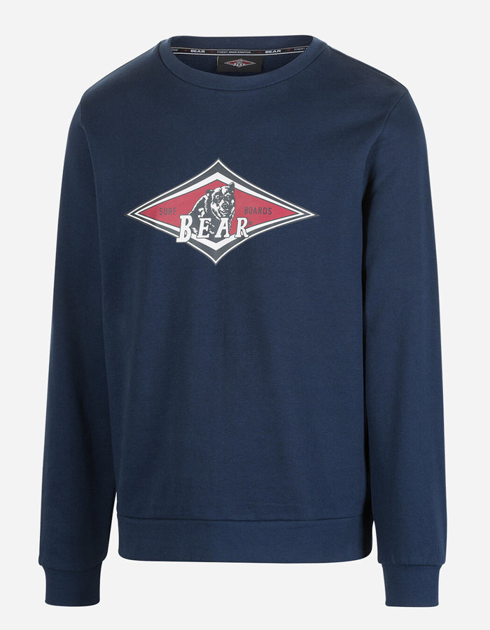  BEAR SURFBOARDS LIGHT FLEECE CREW NECK DRESS BLUE