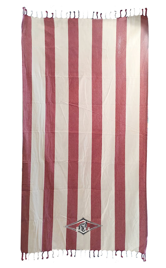  BEAR SURFBOARDS FOUTA BEACH TOWEL SCARLET SAGE