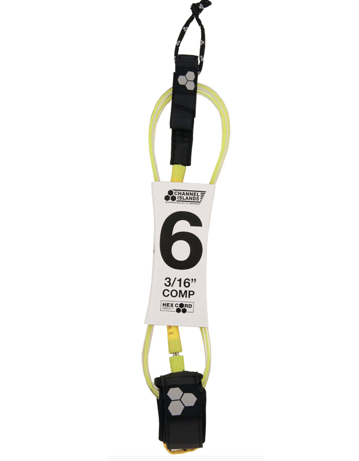  CHANNEL ISLAND HEX CORD 6' COMP LEASH FLO YELLOW