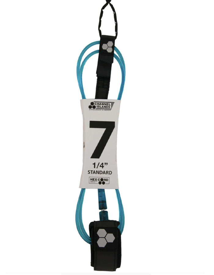  CHANNEL ISLAND HEX CORD 7' STANDARD LEASH FLO BLUE
