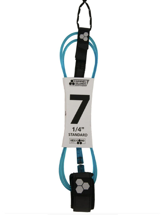  CHANNEL ISLAND HEX CORD 7' STANDARD LEASH FLO BLUE