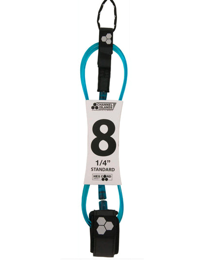  CHANNEL ISLAND HEX CORD 8' STANDARD LEASH FLO BLUE