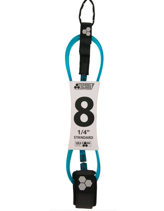  CHANNEL ISLAND HEX CORD 8' STANDARD LEASH FLO BLUE