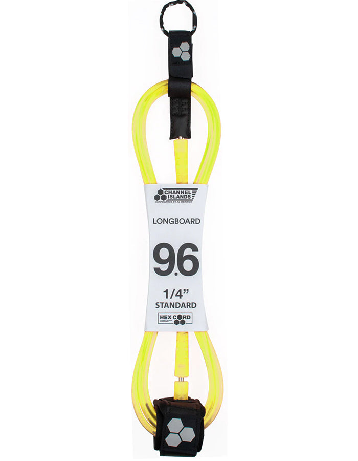  CHANNEL ISLAND HEX CORD 9'6" STANDARD LEASH FLO YELLOW
