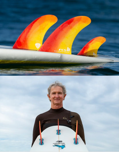  FCS II MR MARK RICHARDS PC TWIN FIN SET 2+1 SUNSET SWIRL
