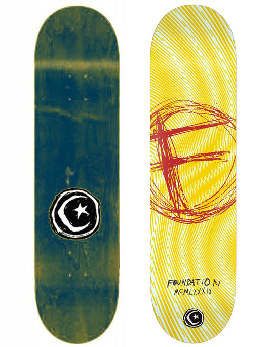  FOUNDATION 8.5" SWANK F YELLOW SKATEBOARD DECK