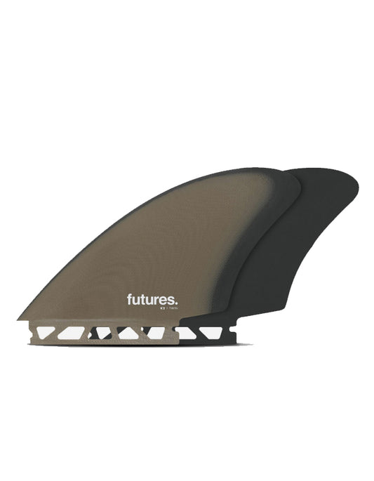  FUTURES K2 KEEL FIBER GLASS SOLID BLACK TWIN FIN SET