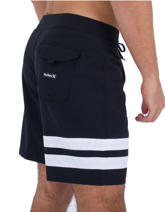  HURLEY BLOCK PARTY BOARDSHORTS 18" BLACK WHITE