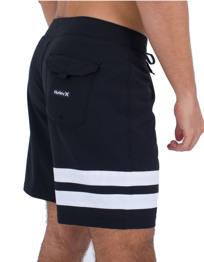  HURLEY BLOCK PARTY BOARDSHORTS 18" BLACK WHITE