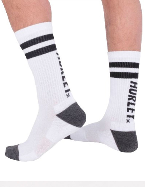  HURLEY ICON EXTENDED TERRY CREW SOCK BLACK STRIPES