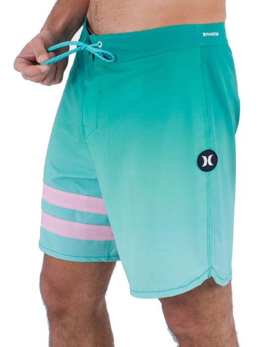  HURLEY PHANTOM ECO BLOCK PARTY BOARDSHORTS 18" TROPICAL MIST