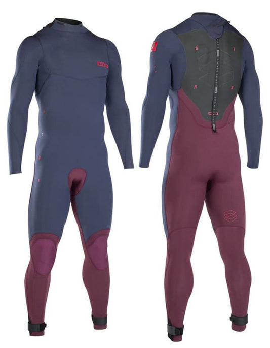  ION WETSUIT 4/3 STRIKE AMP SEMIDRY BACKZIP DL SLATE BLUE RED