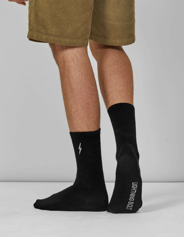  LIGHTNING BOLT SOCKS BLACK WHITE