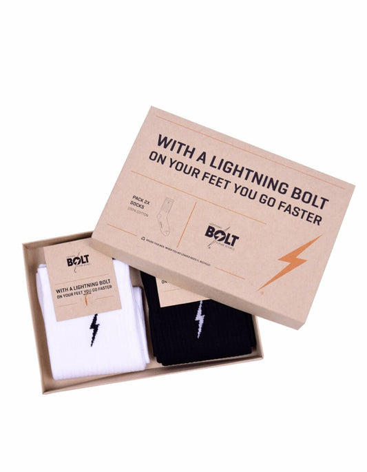  LIGHTNING BOLT SOCKS BLACK WHITE