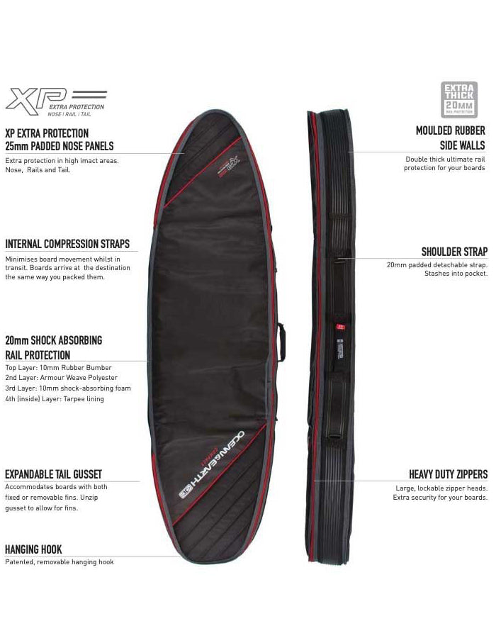  OCEAN & EARTH DOUBLE COMPACT SHORTBOARD COVER 6'4"