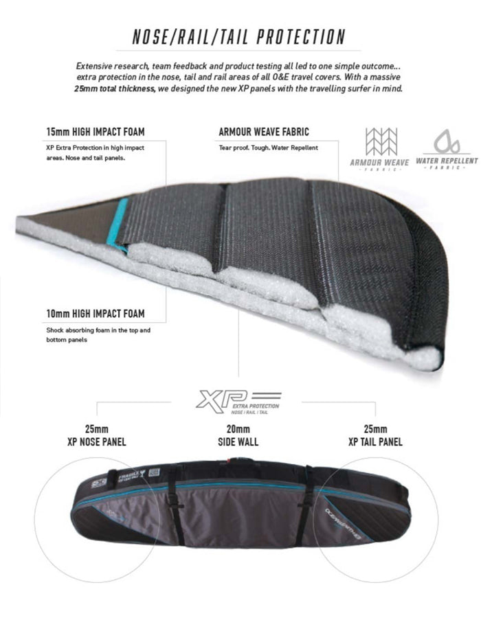 OCEAN & EARTH DOUBLE COMPACT SHORTBOARD COVER 6'4"
