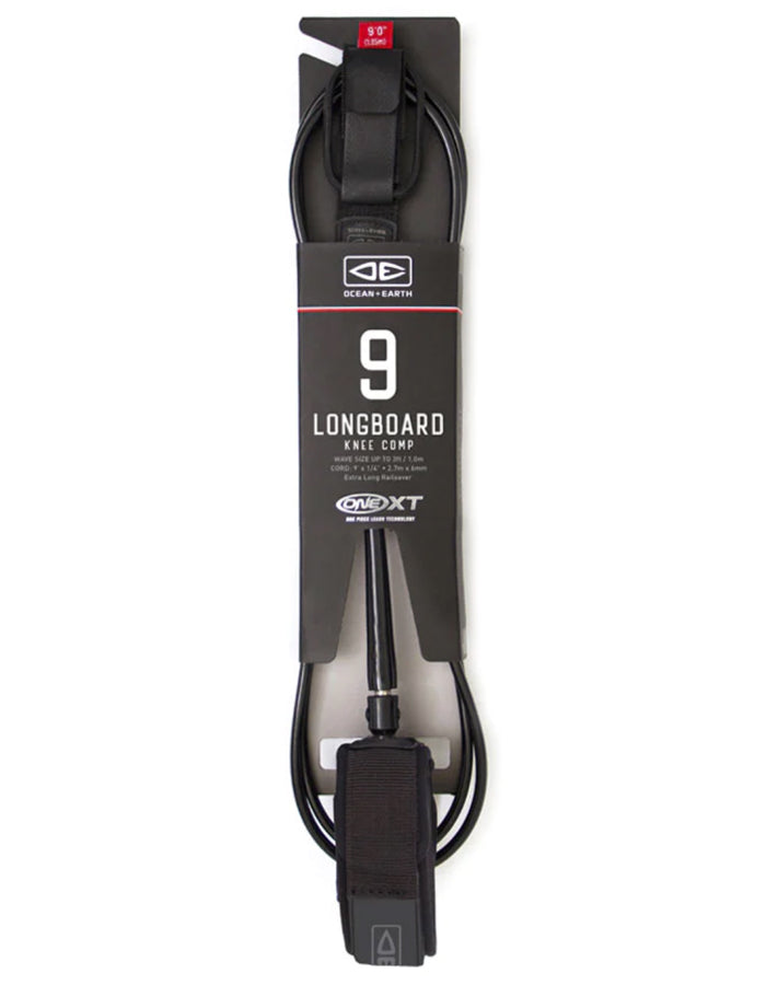  OCEAN & HEART LONGBOARD KNEE COMP LEASH 9'0" BLACK LEASH