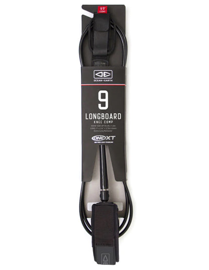  OCEAN & HEART LONGBOARD KNEE COMP LEASH 9'0" BLACK LEASH