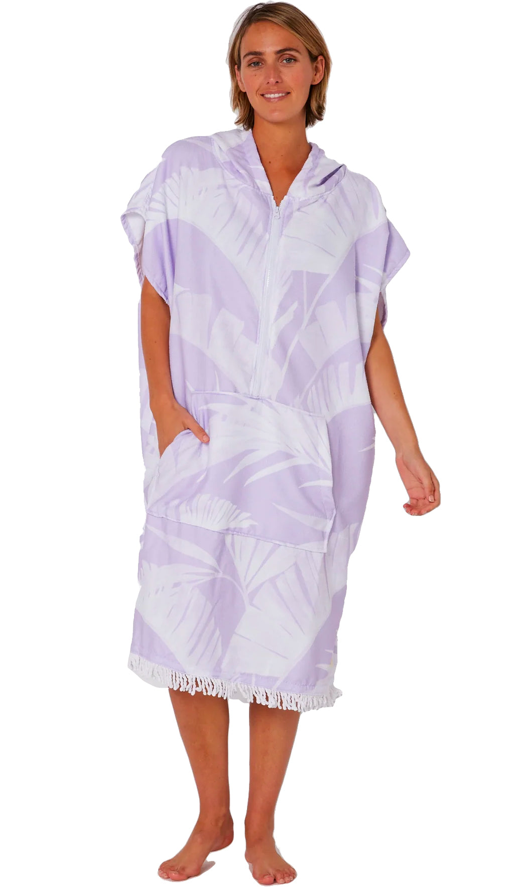  OCEAN & EARTH LADIES HOODED PONCHO MICROFIBRE ZIP VIOLET