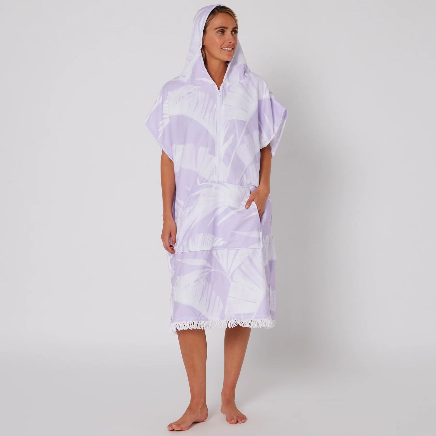  OCEAN & EARTH LADIES HOODED PONCHO MICROFIBRE ZIP VIOLET
