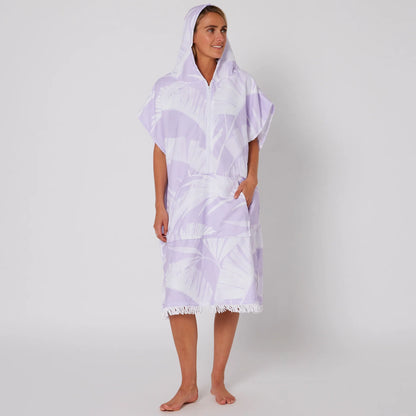  OCEAN & EARTH LADIES HOODED PONCHO MICROFIBRE ZIP VIOLET
