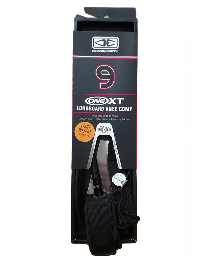  OCEAN & HEART LONGBOARD KNEE COMP LEASH 9'0" BLACK LEASH