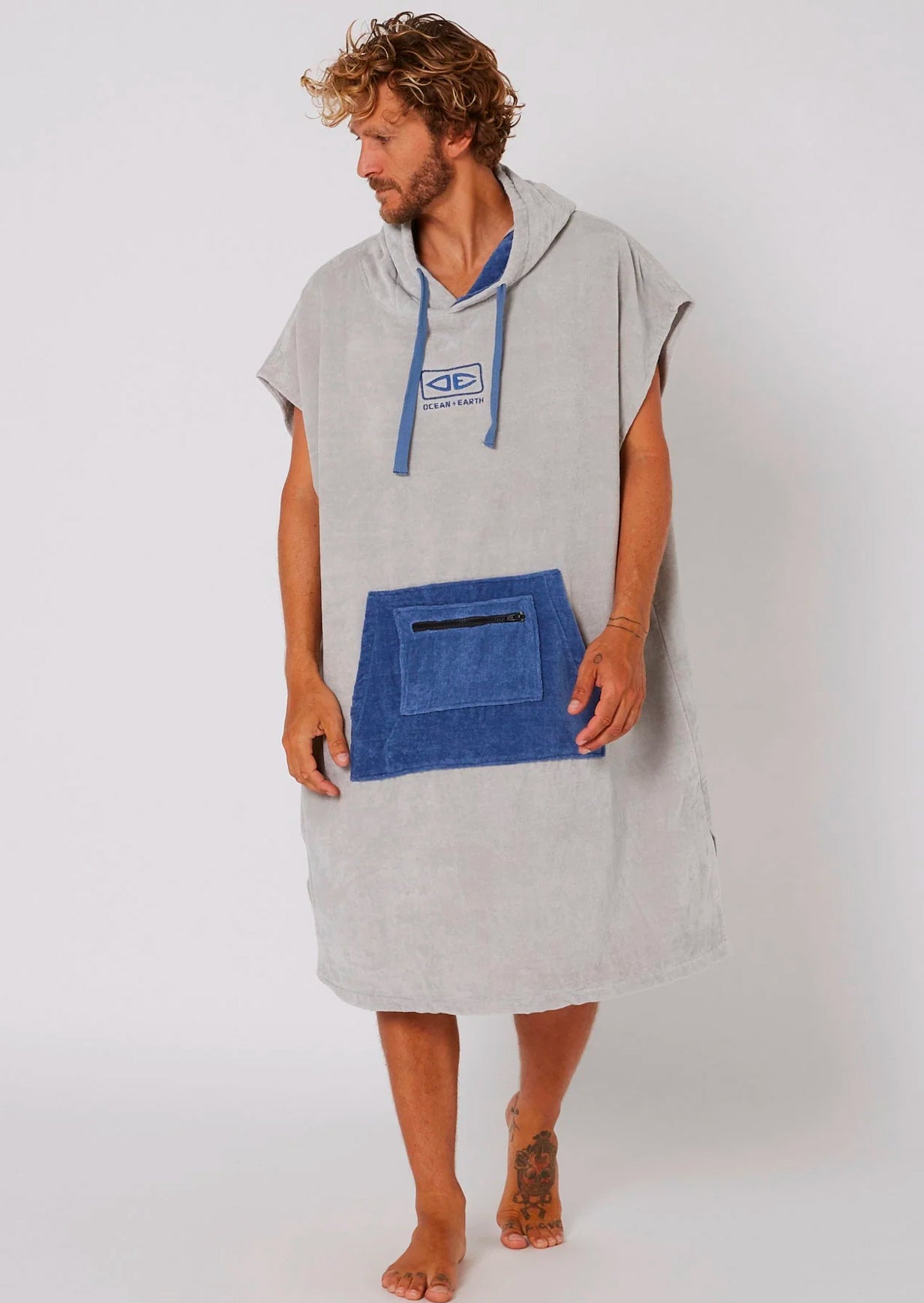  OCEAN & EARTH BREAK PONCHO LIGHT GREY