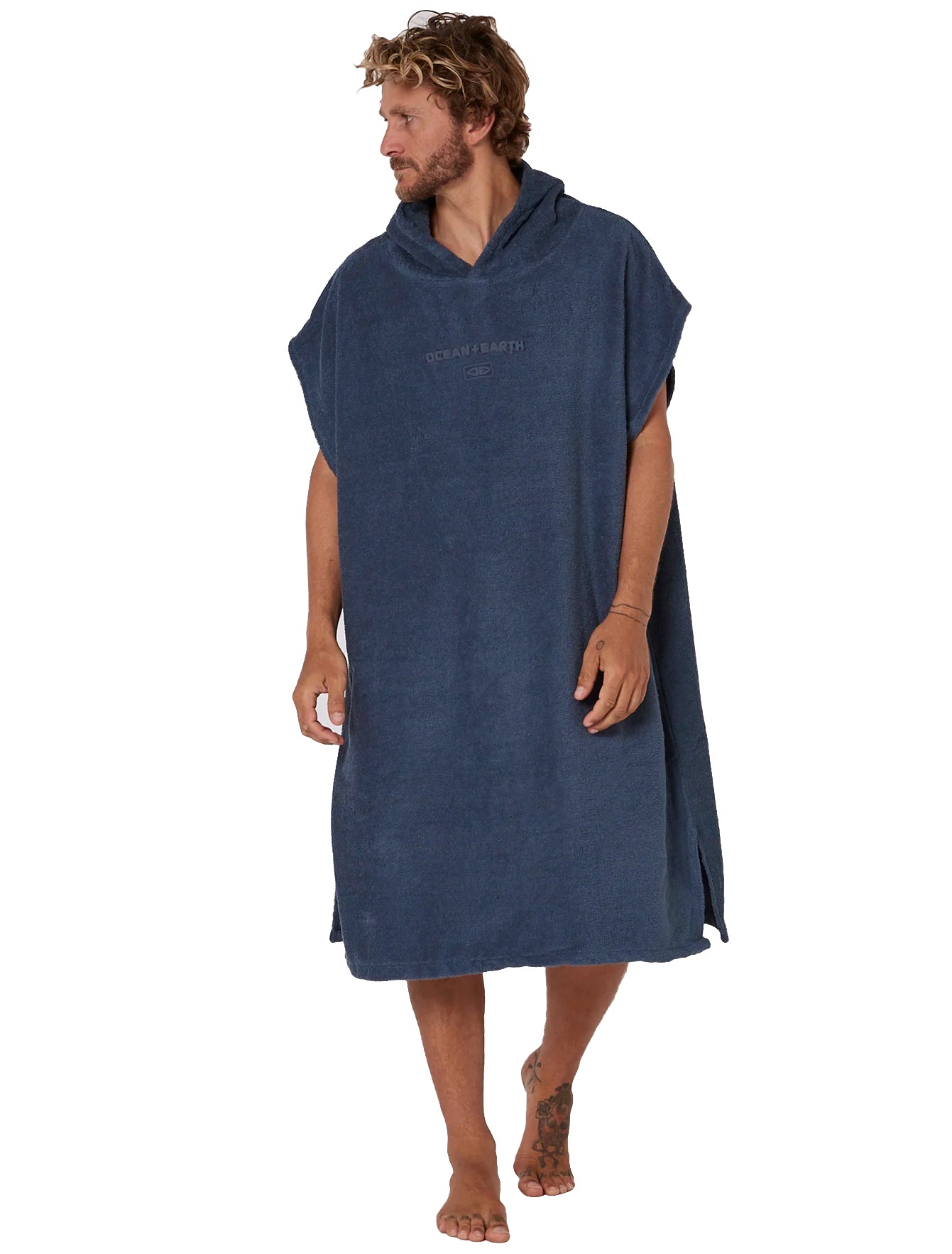  OCEAN & EARTH MENS TERRY HOODED PONCHO NAVY