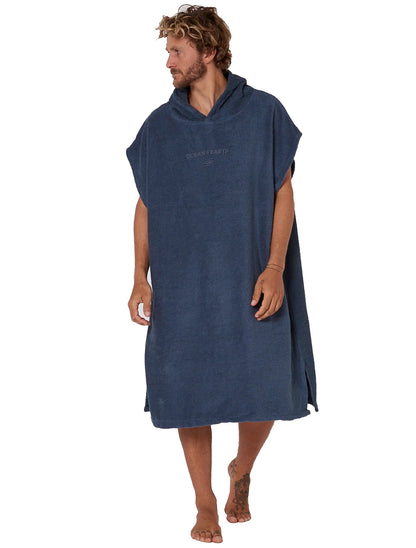  OCEAN & EARTH MENS TERRY HOODED PONCHO NAVY