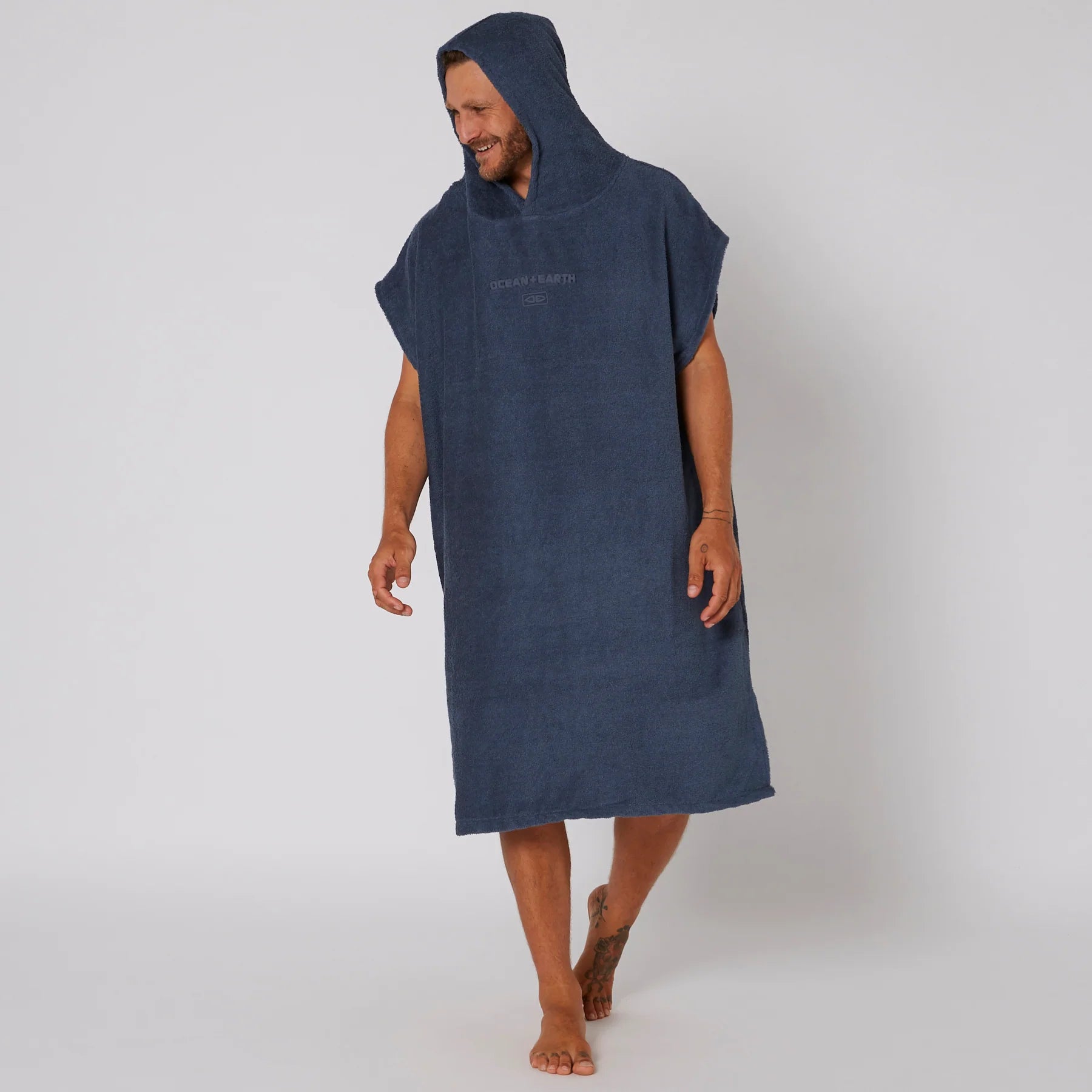  OCEAN & EARTH MENS TERRY HOODED PONCHO NAVY