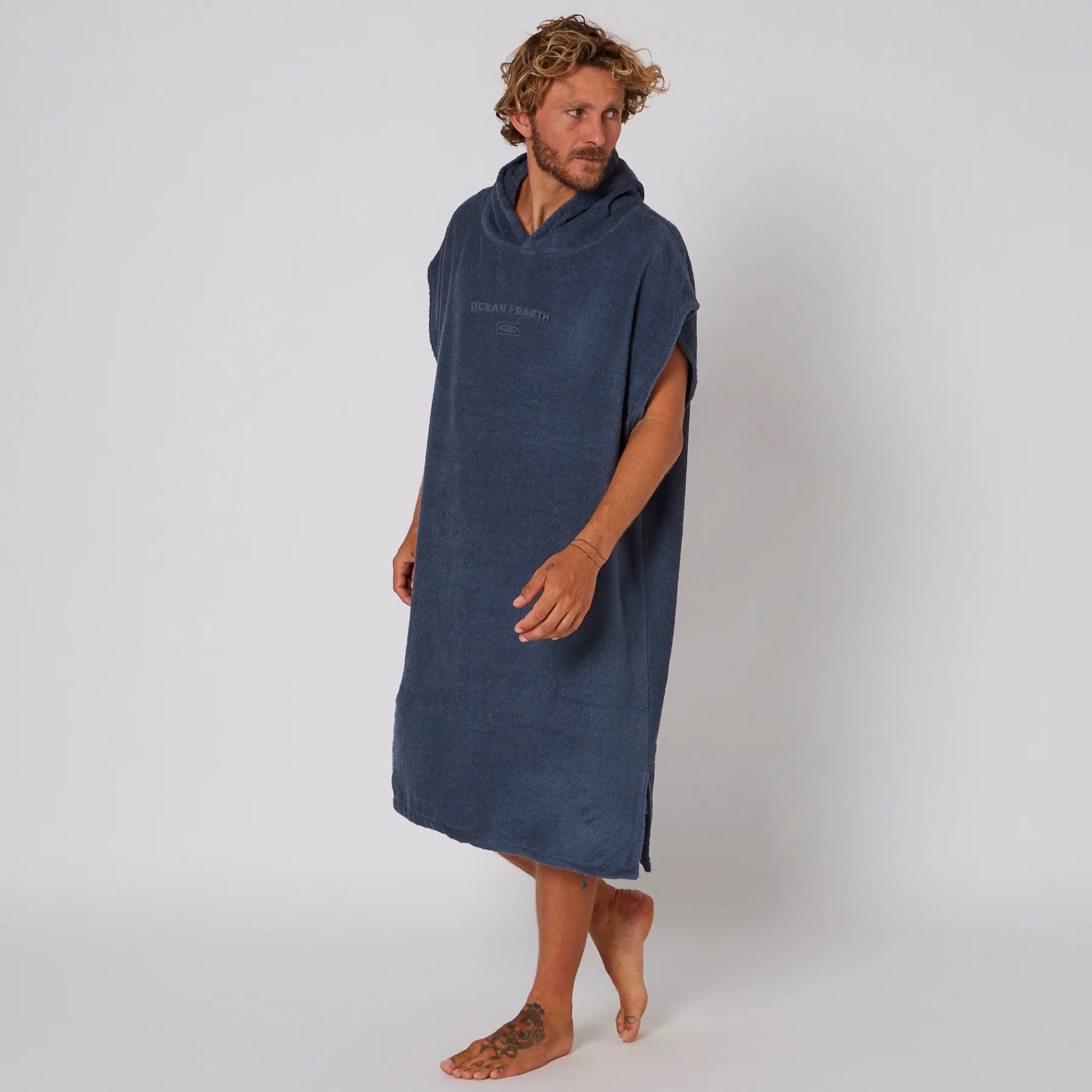  OCEAN & EARTH MENS TERRY HOODED PONCHO NAVY