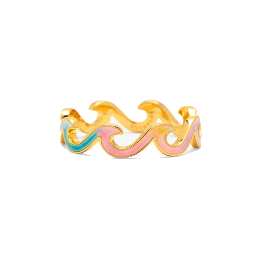  PURA VIDA TIE DYE ENAMELED WAVE RING GOLD