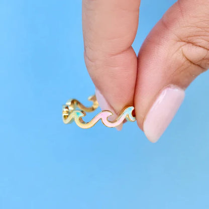  PURA VIDA TIE DYE ENAMELED WAVE RING GOLD