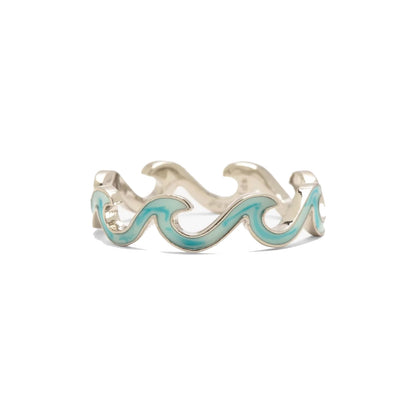  PURA VIDA TIE DYE ENAMELED WAVE RING SILVER