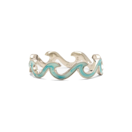  PURA VIDA TIE DYE ENAMELED WAVE RING SILVER