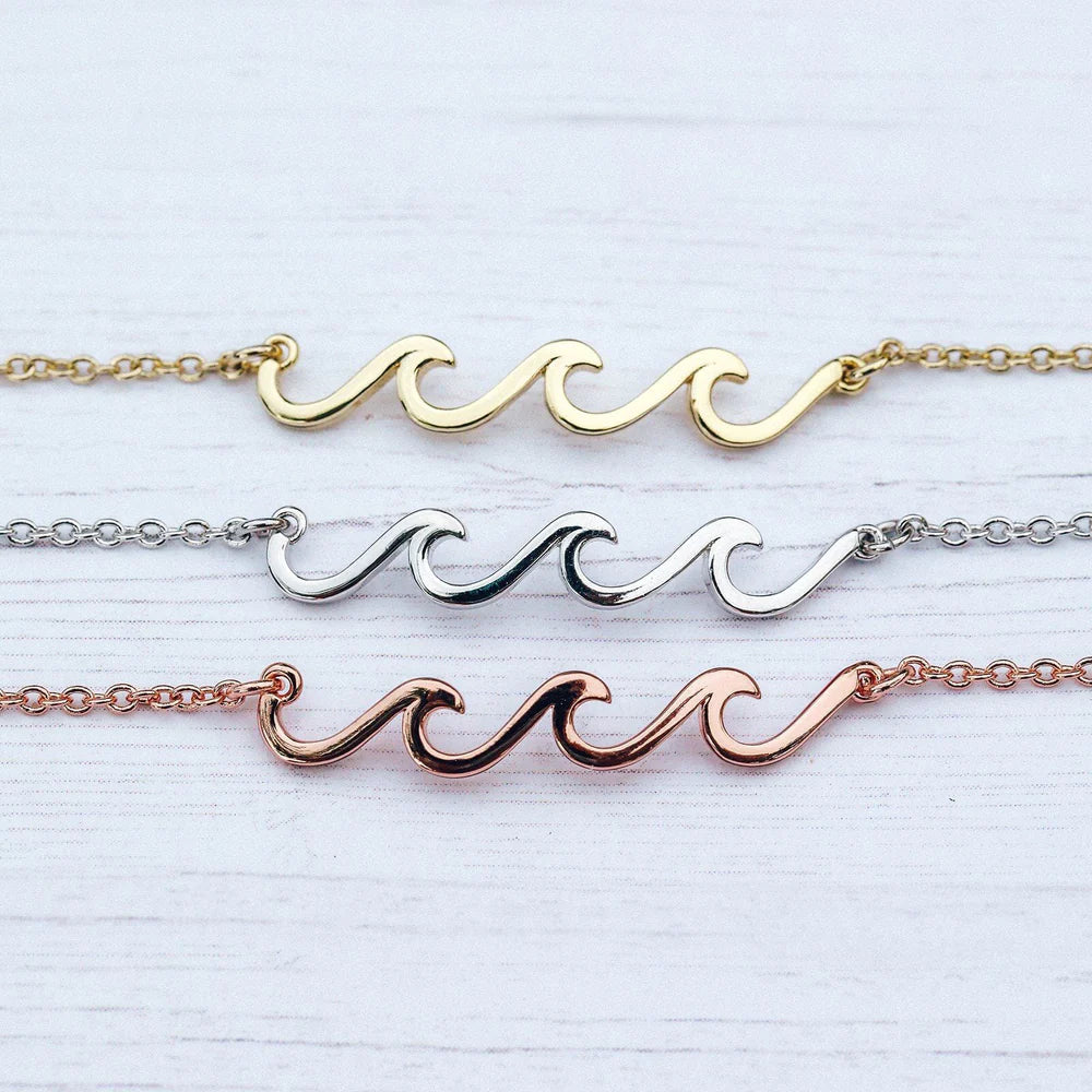  PURA VIDA DELICATE WAVE ANKLET SILVER