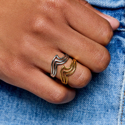  PURA VIDA SURFRIDER TRIPLE WAVE RING SILVER