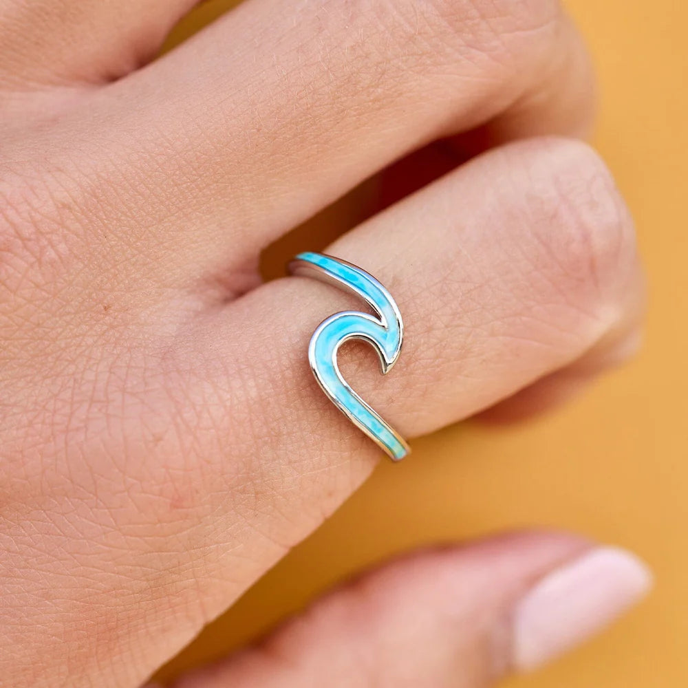  PURA VIDA TIE DYE WAVE RING LIGHT BLUE SILVER