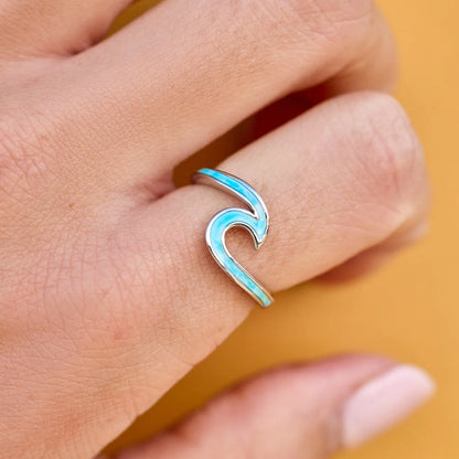  PURA VIDA TIE DYE WAVE RING LIGHT BLUE SILVER