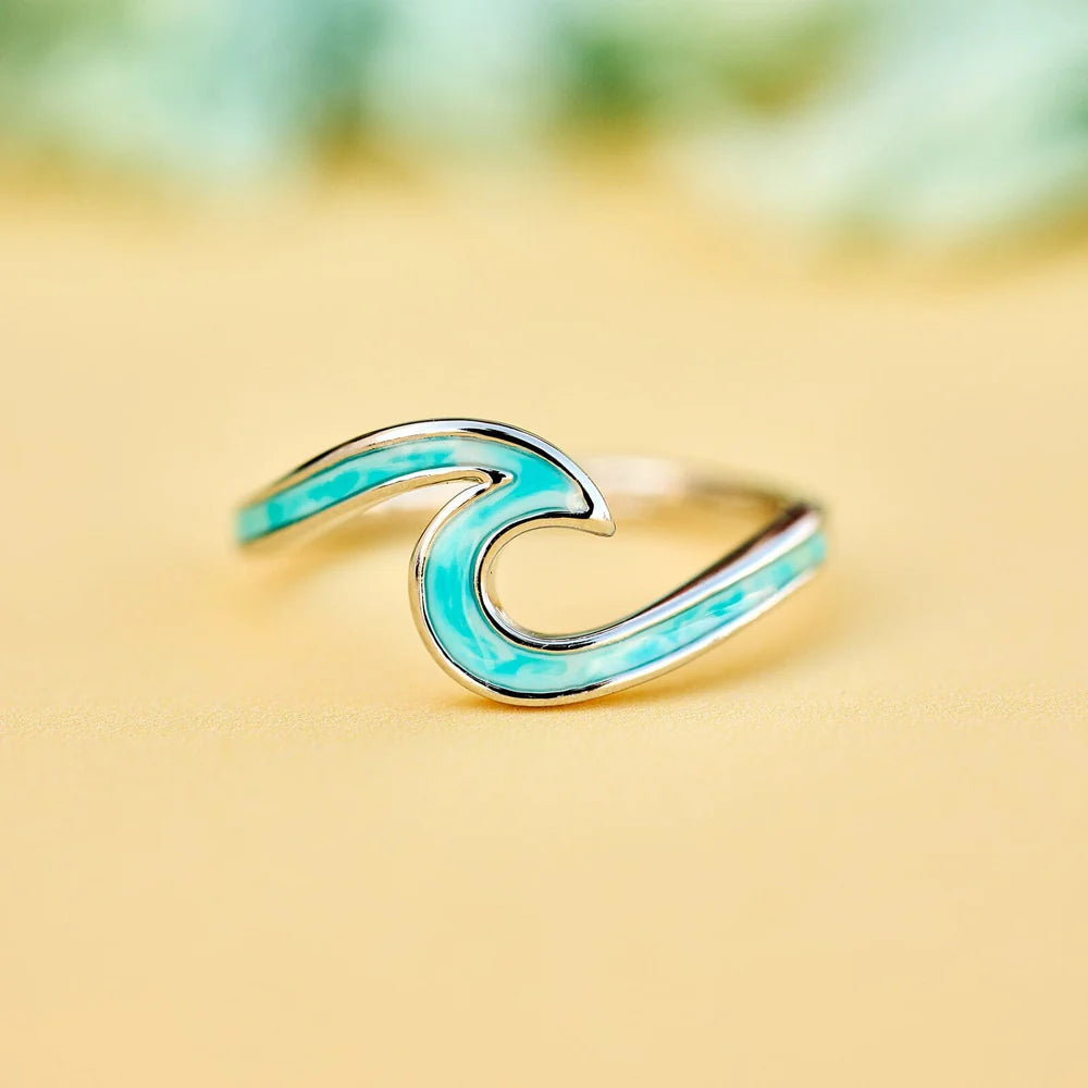  PURA VIDA TIE DYE WAVE RING LIGHT BLUE SILVER